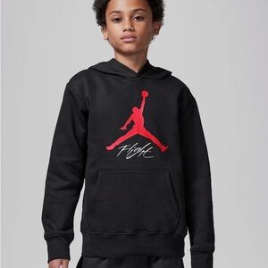 Jordan Youth Black Hoodie with Red Graphic